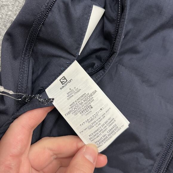 Salomon Drifter Mid Jacket Mens Small Night Sky Blue Black Reversible PrimaLoft - Picture 11 of 15